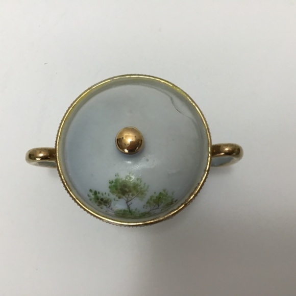 Vintage Antique Nippon Sugar Bowl Hand Painted Pink Roses Green - Picture 6 of 6